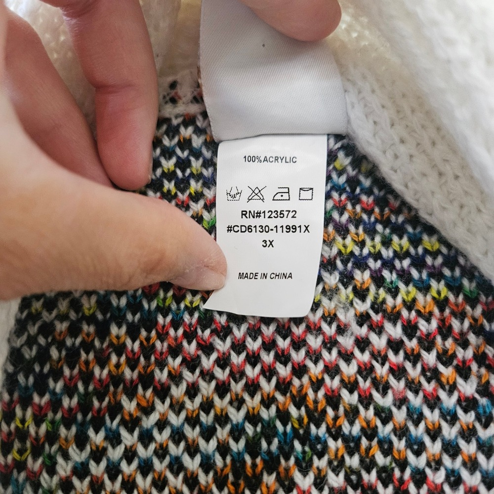 Northern Angel Aztec Boho Geometric Open Front Cozy Cardigan Rainbow Sz 3X - Picture 7 of 7